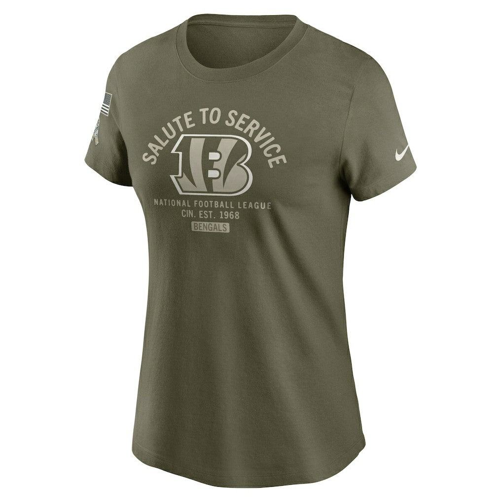 Cincinnati Bengals Women's 2025 Salute to Service Sideline T-Shirt Olive | Nike for Sale