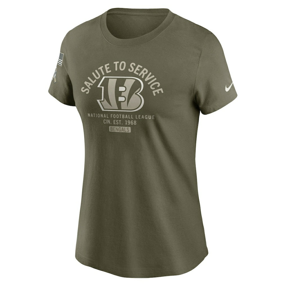Cincinnati Bengals Women's 2025 Salute to Service Sideline T-Shirt Olive | Nike for Sale