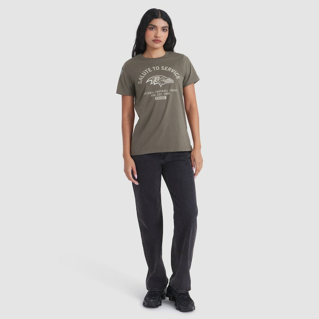 Baltimore Ravens Women's 2025 Salute to Service Sideline T-Shirt Olive | Nike for Sale