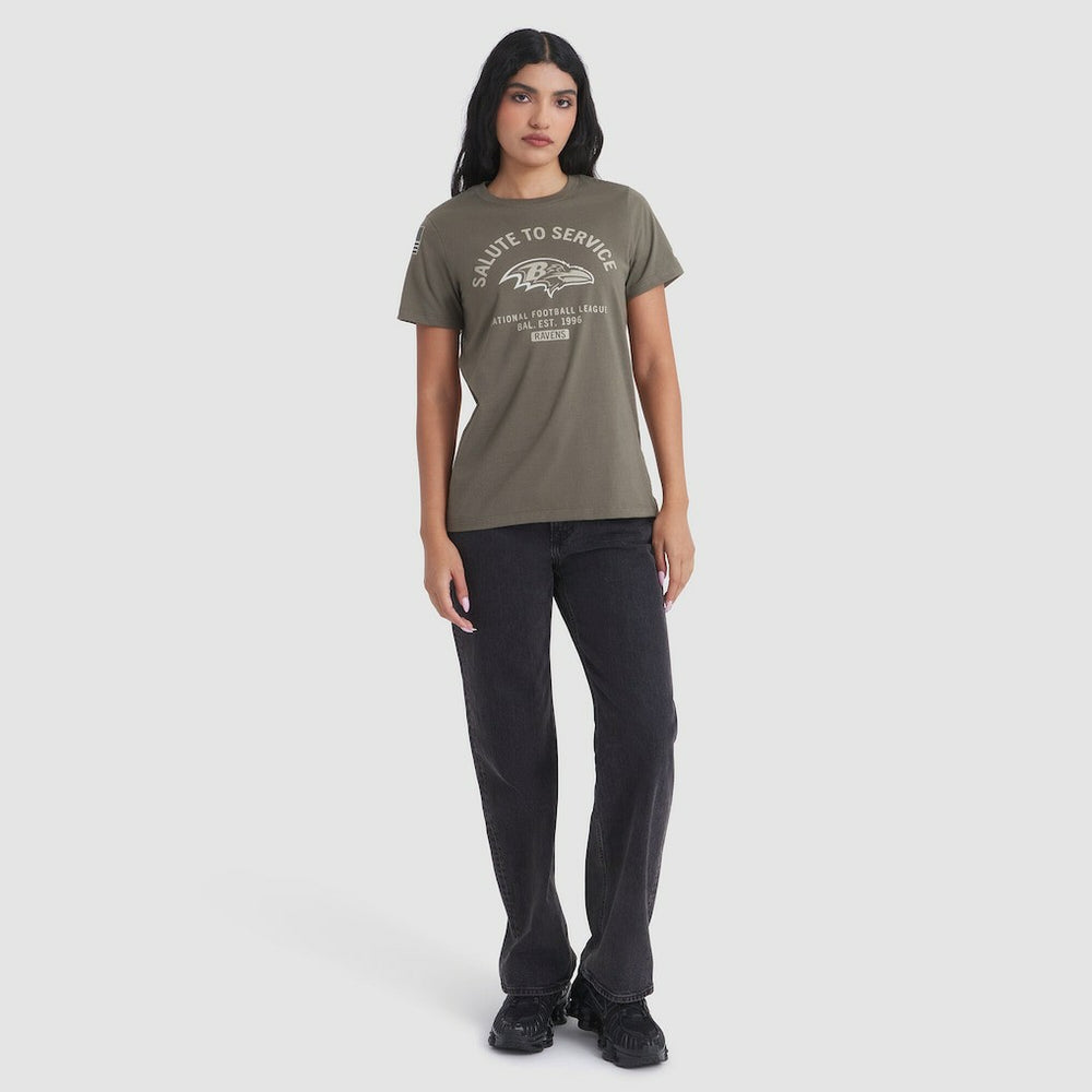 Baltimore Ravens Women's 2025 Salute to Service Sideline T-Shirt Olive | Nike for Sale
