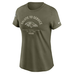 Baltimore Ravens Women's 2025 Salute to Service Sideline T-Shirt Olive | Nike for Sale