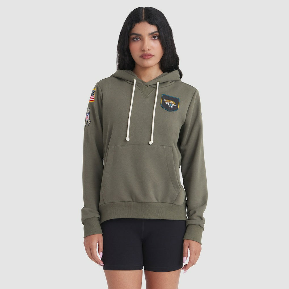 Jacksonville Jaguars Women's 2025 Salute to Service Sideline Standard Issue Dri-FIT Hoodie Olive | Nike for Sale