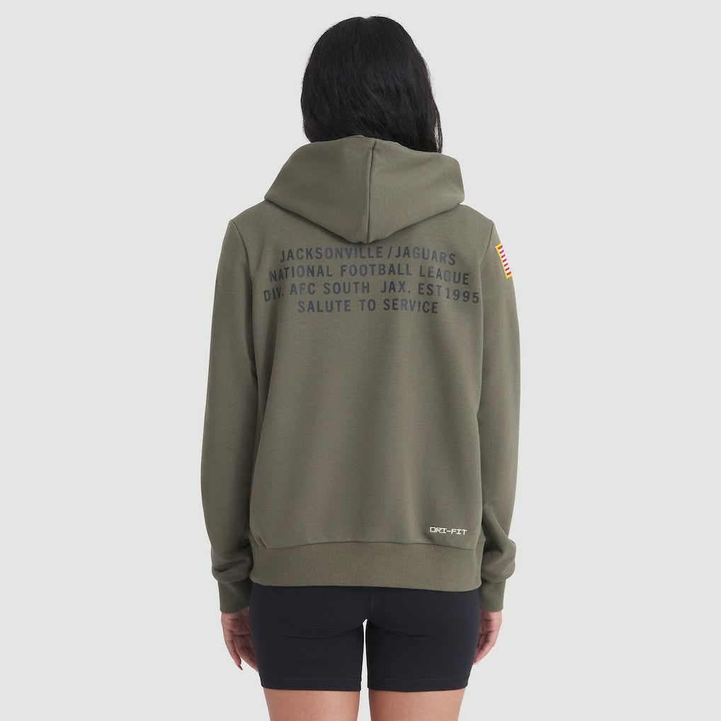 Jacksonville Jaguars Women's 2025 Salute to Service Sideline Standard Issue Dri-FIT Hoodie Olive | Nike for Sale