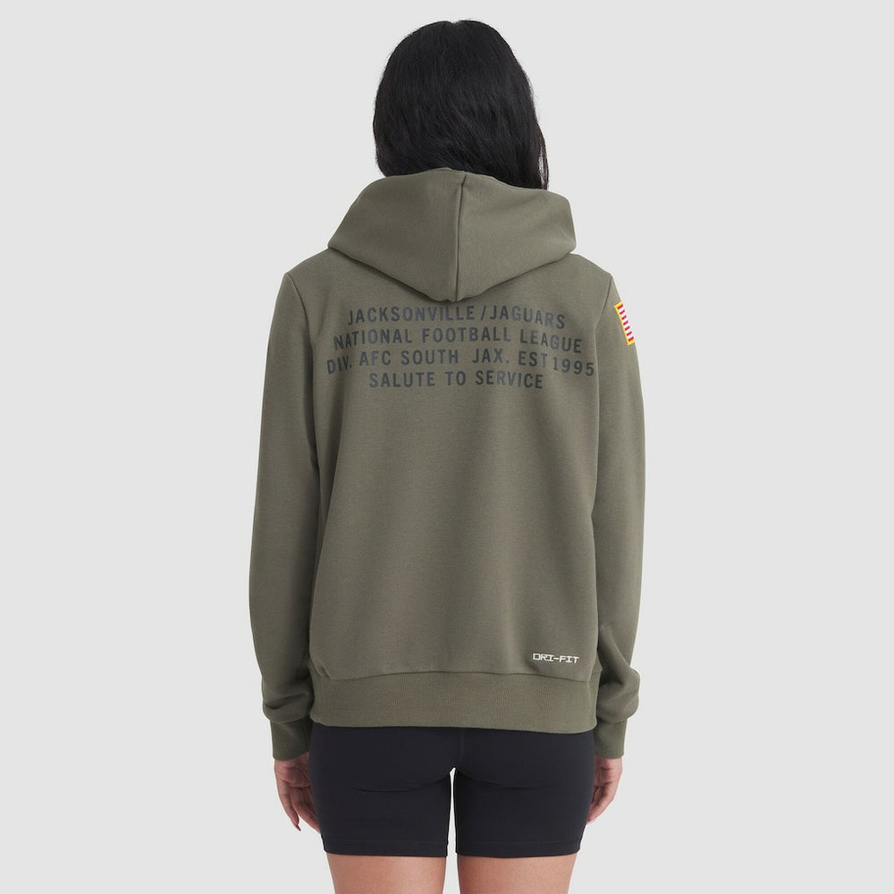 Jacksonville Jaguars Women's 2025 Salute to Service Sideline Standard Issue Dri-FIT Hoodie Olive | Nike for Sale