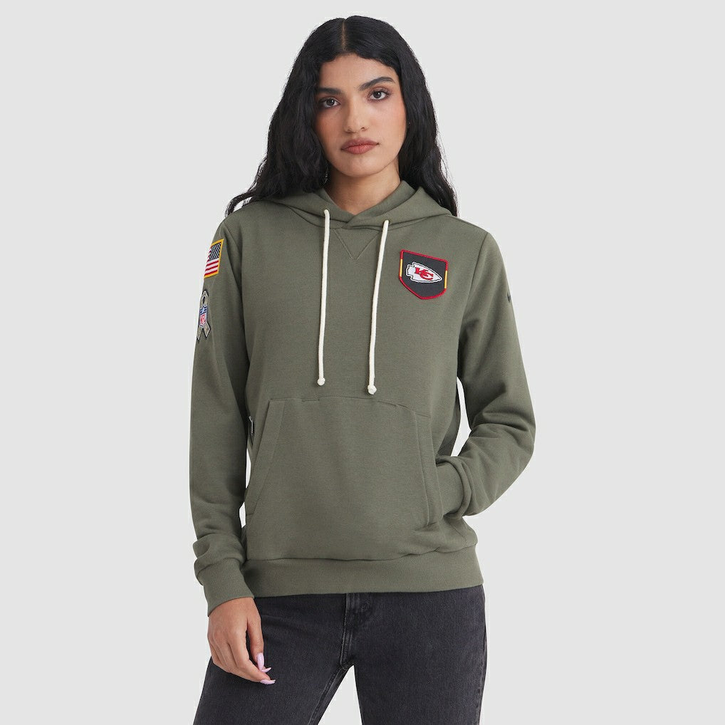 Kansas City Chiefs Women's 2025 Salute to Service Sideline Standard Issue Dri-FIT Hoodie Olive | Nike for Sale