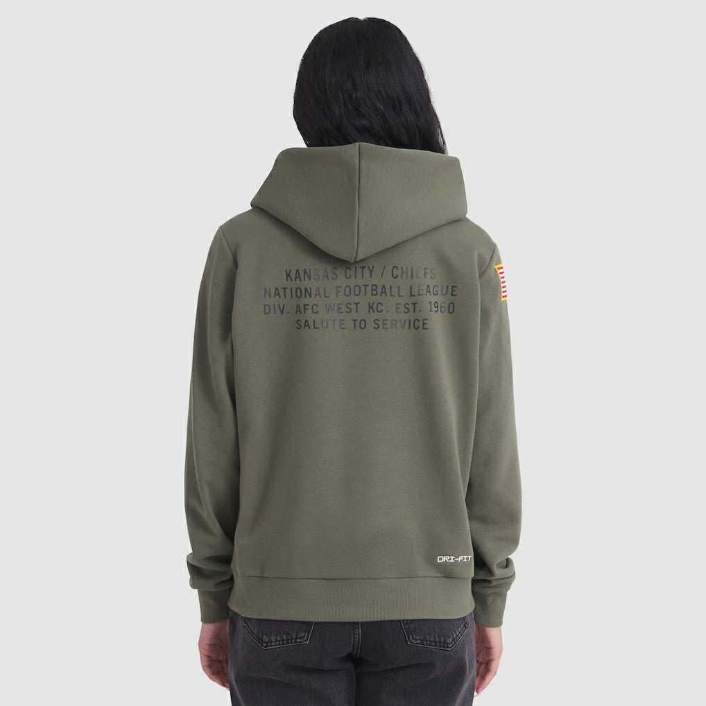 Kansas City Chiefs Women's 2025 Salute to Service Sideline Standard Issue Dri-FIT Hoodie Olive | Nike for Sale