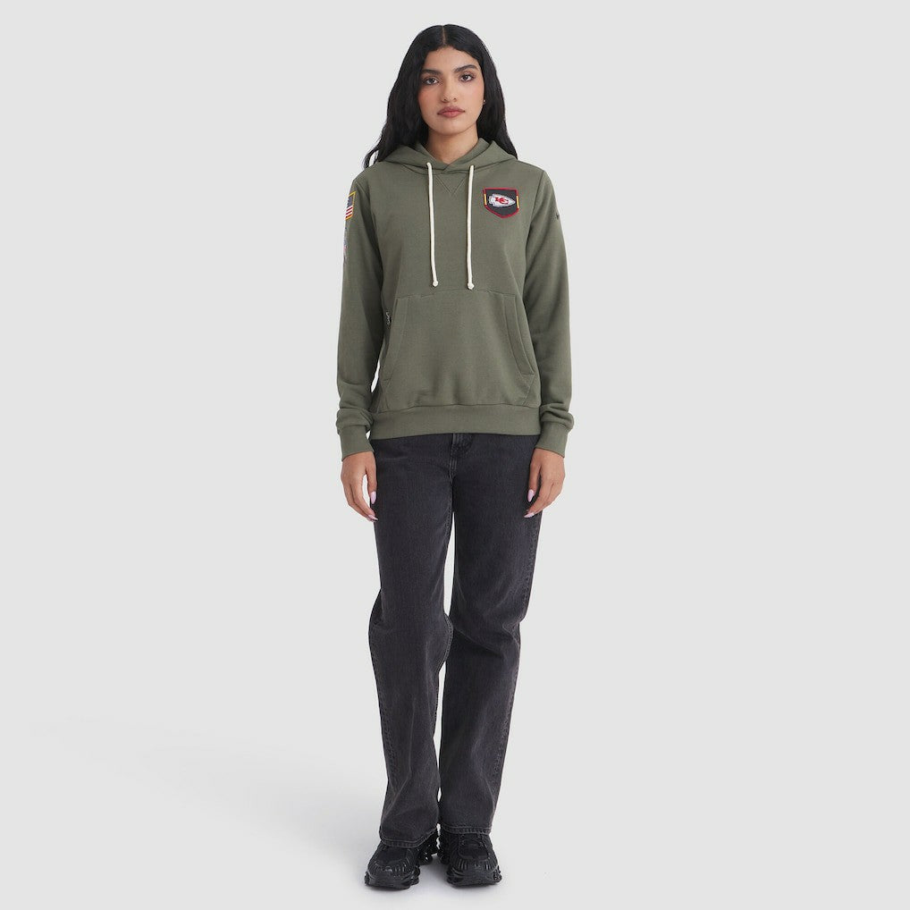 Kansas City Chiefs Women's 2025 Salute to Service Sideline Standard Issue Dri-FIT Hoodie Olive | Nike for Sale