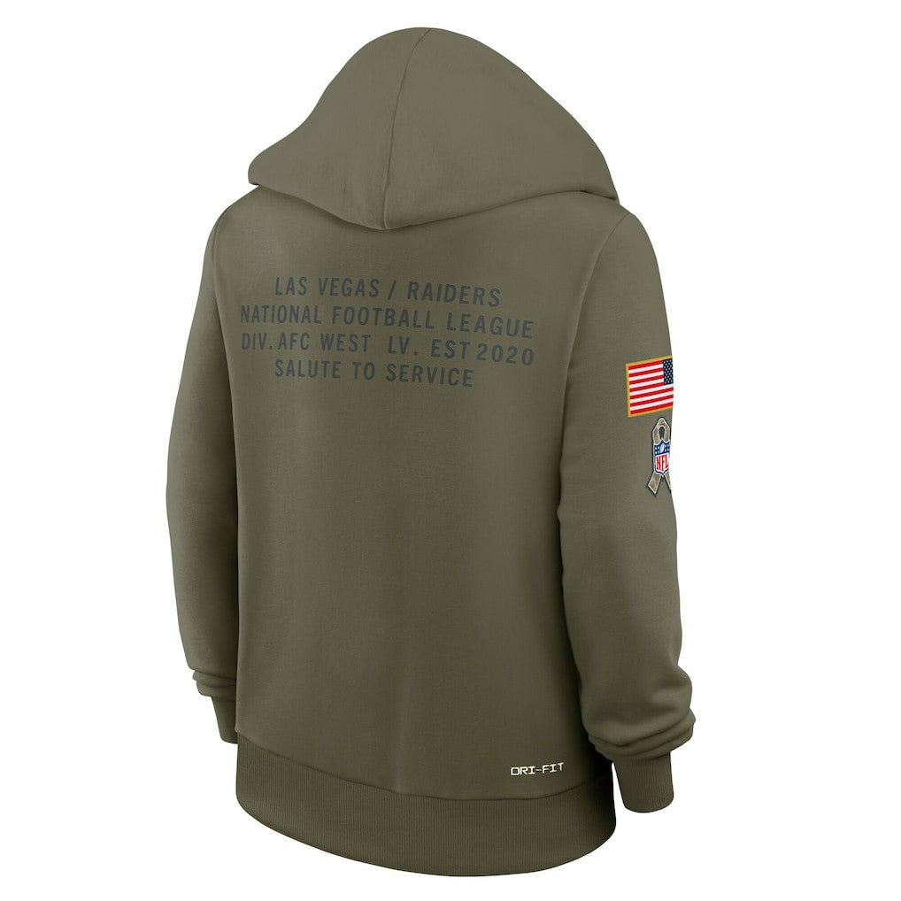 Las Vegas Raiders Women's 2025 Salute to Service Sideline Standard Issue Dri-FIT Hoodie Olive | Nike for Sale