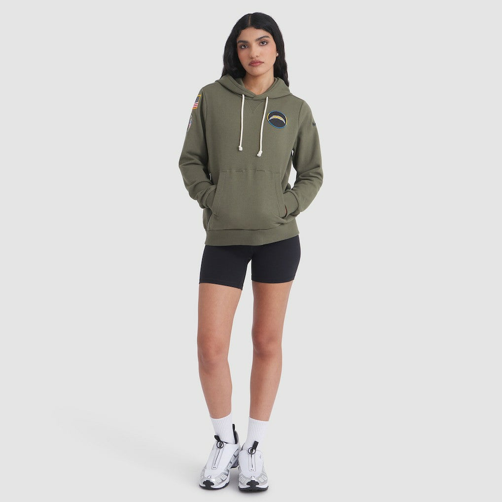 Los Angeles Chargers Women's 2025 Salute to Service Sideline Standard Issue Dri-FIT Hoodie Olive | Nike for Sale