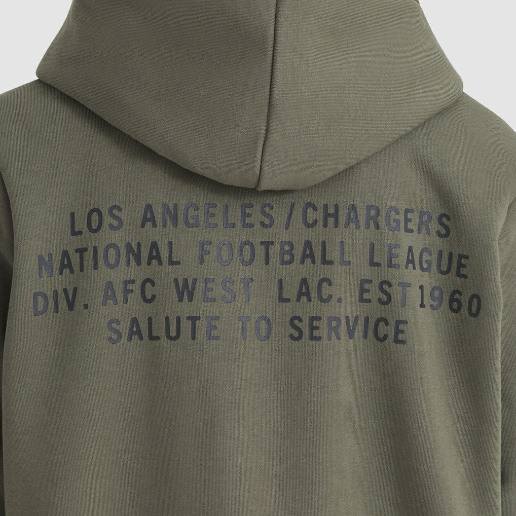 Los Angeles Chargers Women's 2025 Salute to Service Sideline Standard Issue Dri-FIT Hoodie Olive | Nike for Sale