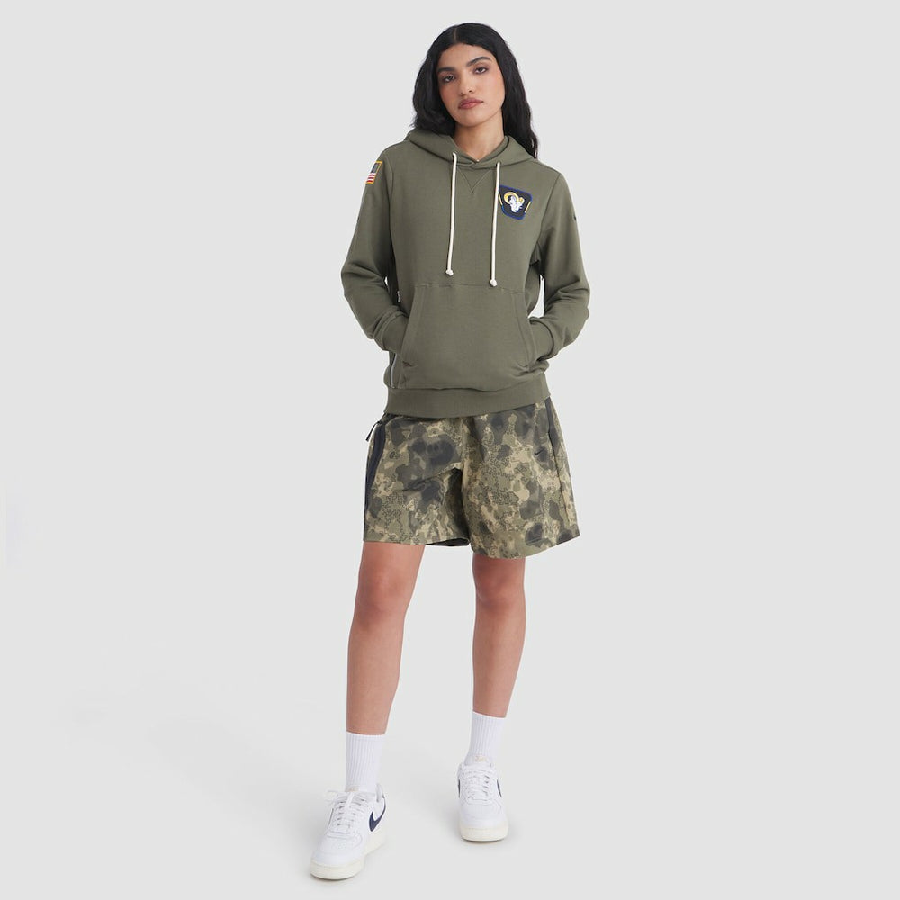 Los Angeles Rams Women's 2025 Salute to Service Sideline Standard Issue Dri-FIT Hoodie Olive | Nike for Sale