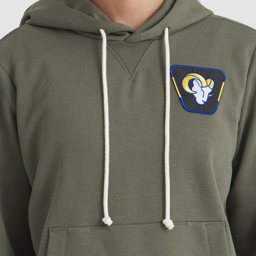 Los Angeles Rams Women's 2025 Salute to Service Sideline Standard Issue Dri-FIT Hoodie Olive | Nike for Sale