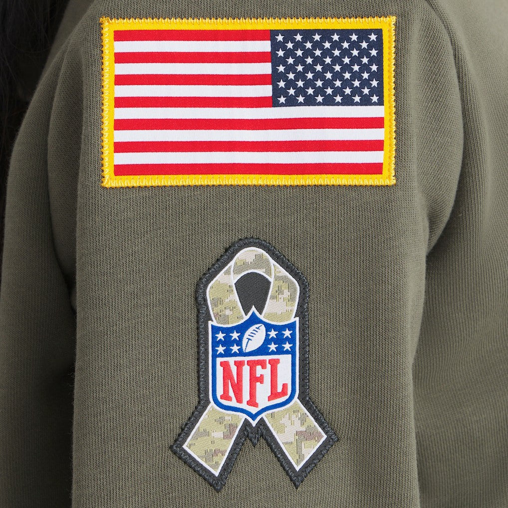 Los Angeles Rams Women's 2025 Salute to Service Sideline Standard Issue Dri-FIT Hoodie Olive | Nike for Sale