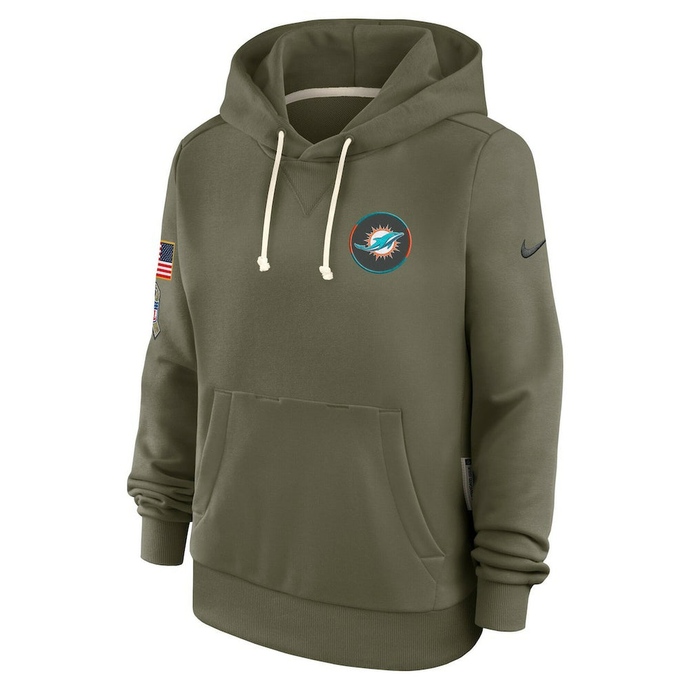 Miami Dolphins Women's 2025 Salute to Service Sideline Standard Issue Dri-FIT Hoodie Olive | Nike for Sale