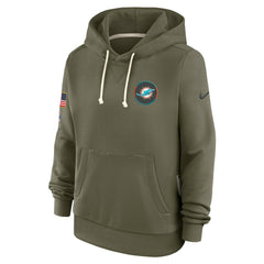 Miami Dolphins Women's 2025 Salute to Service Sideline Standard Issue Dri-FIT Hoodie Olive | Nike for Sale