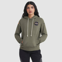 Baltimore Ravens Women's 2025 Salute to Service Sideline Standard Issue Dri-FIT Hoodie Olive | Nike for Sale