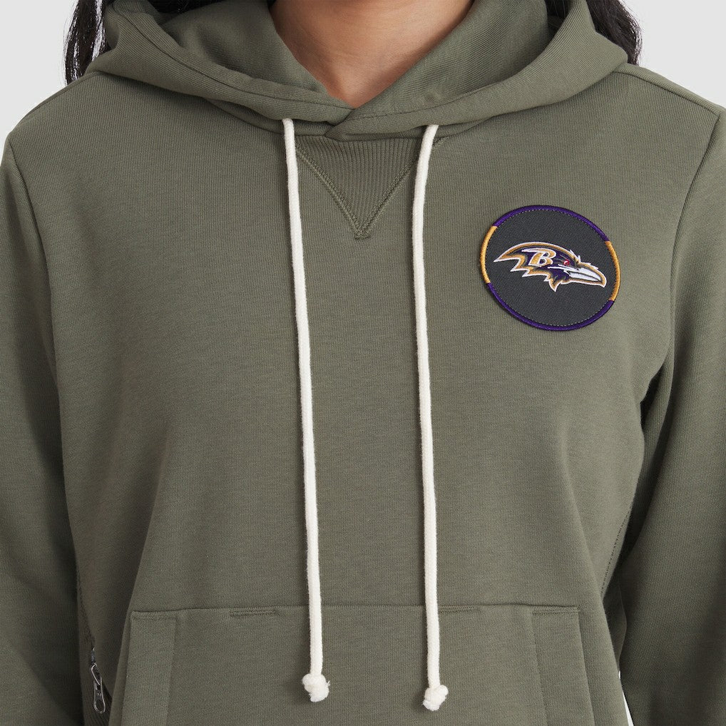 Baltimore Ravens Women's 2025 Salute to Service Sideline Standard Issue Dri-FIT Hoodie Olive | Nike for Sale