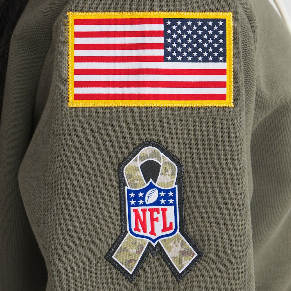 Baltimore Ravens Women's 2025 Salute to Service Sideline Standard Issue Dri-FIT Hoodie Olive | Nike for Sale