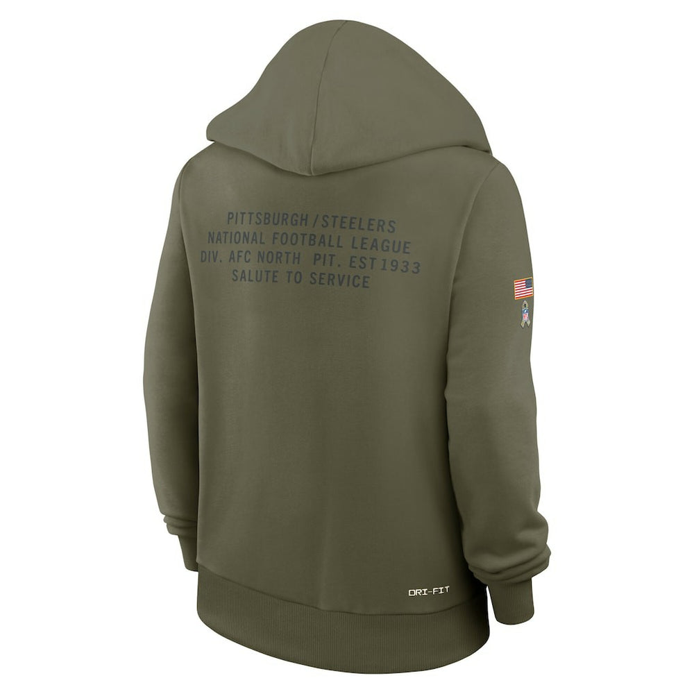 Pittsburgh Steelers Women's 2025 Salute to Service Sideline Standard Issue Dri-FIT Hoodie Olive | Nike for Sale