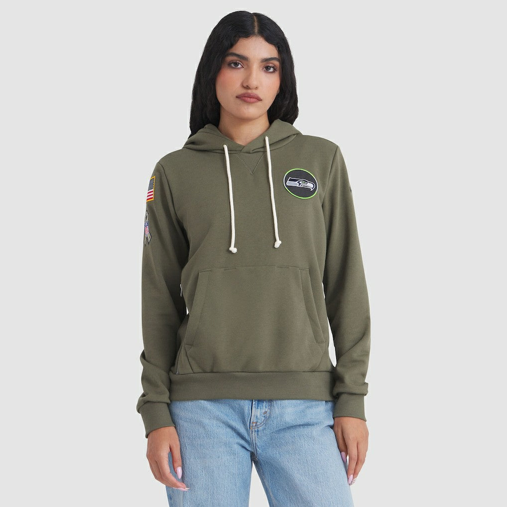 Seattle Seahawks Women's 2025 Salute to Service Sideline Standard Issue Dri-FIT Hoodie Olive | Nike for Sale