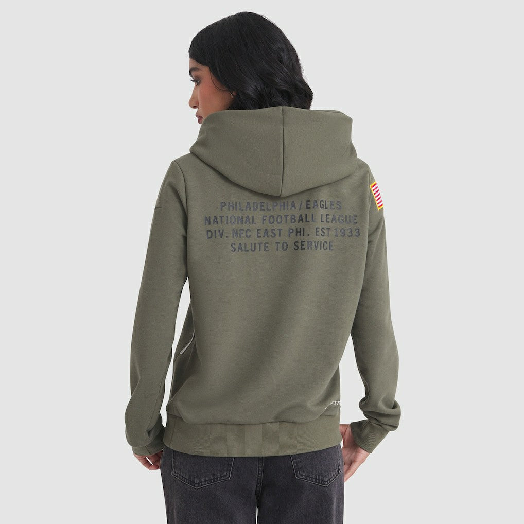 Philadelphia Eagles Women's 2025 Salute to Service Sideline Standard Issue Dri-FIT Hoodie Olive | Nike for Sale