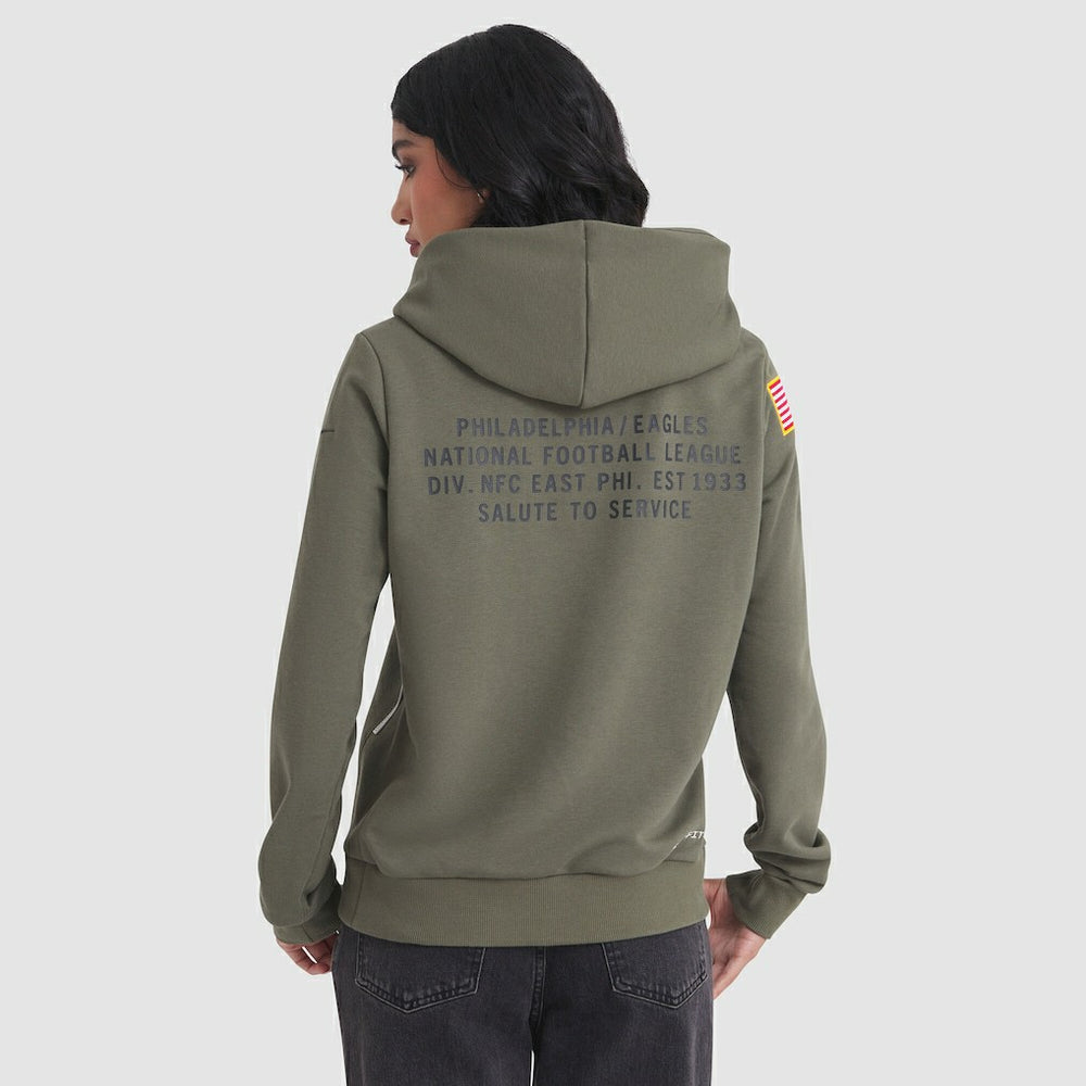 Philadelphia Eagles Women's 2025 Salute to Service Sideline Standard Issue Dri-FIT Hoodie Olive | Nike for Sale