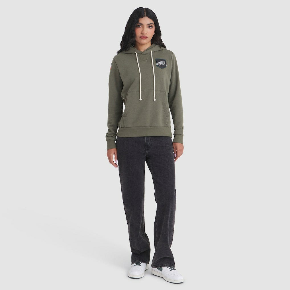 Philadelphia Eagles Women's 2025 Salute to Service Sideline Standard Issue Dri-FIT Hoodie Olive | Nike for Sale