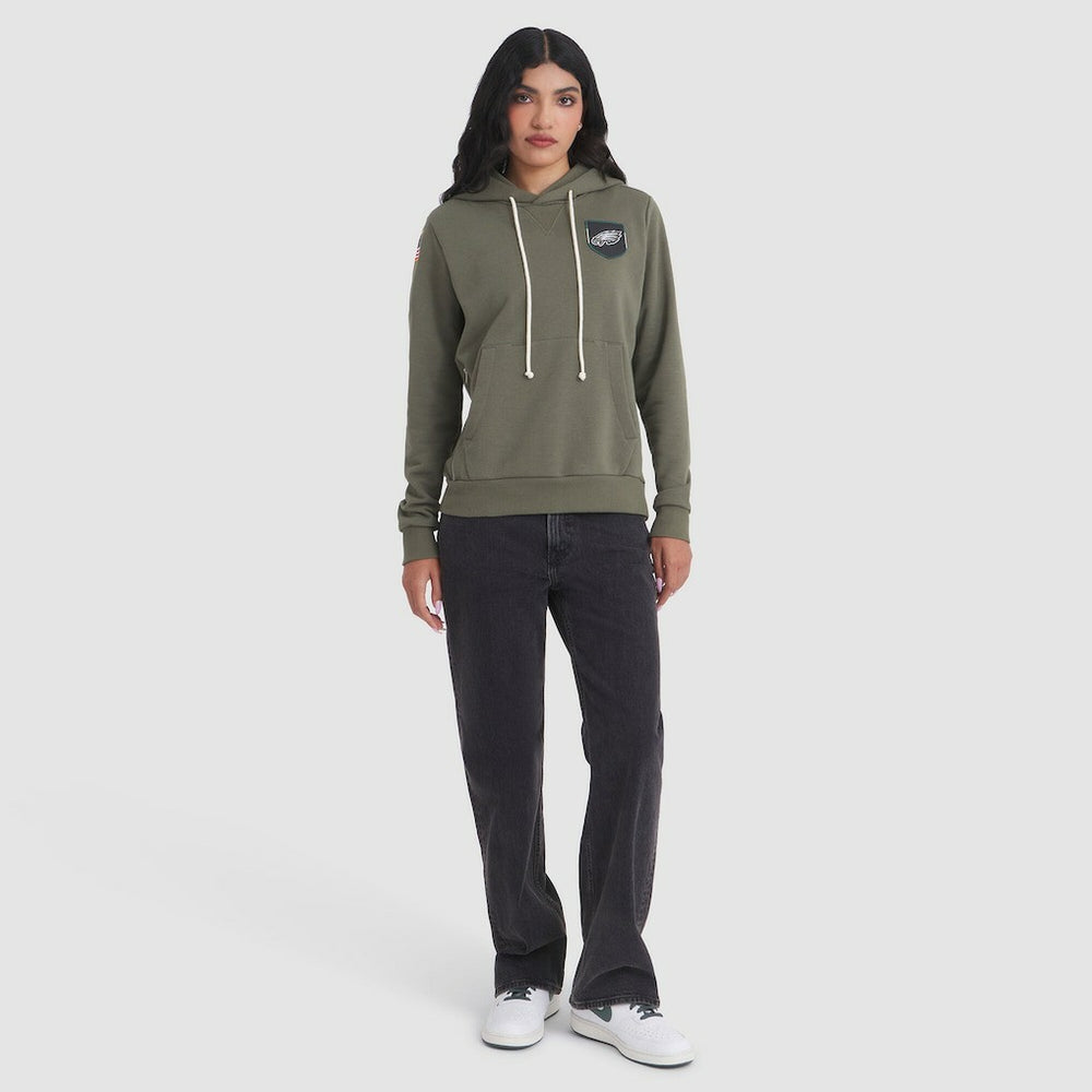 Philadelphia Eagles Women's 2025 Salute to Service Sideline Standard Issue Dri-FIT Hoodie Olive | Nike for Sale