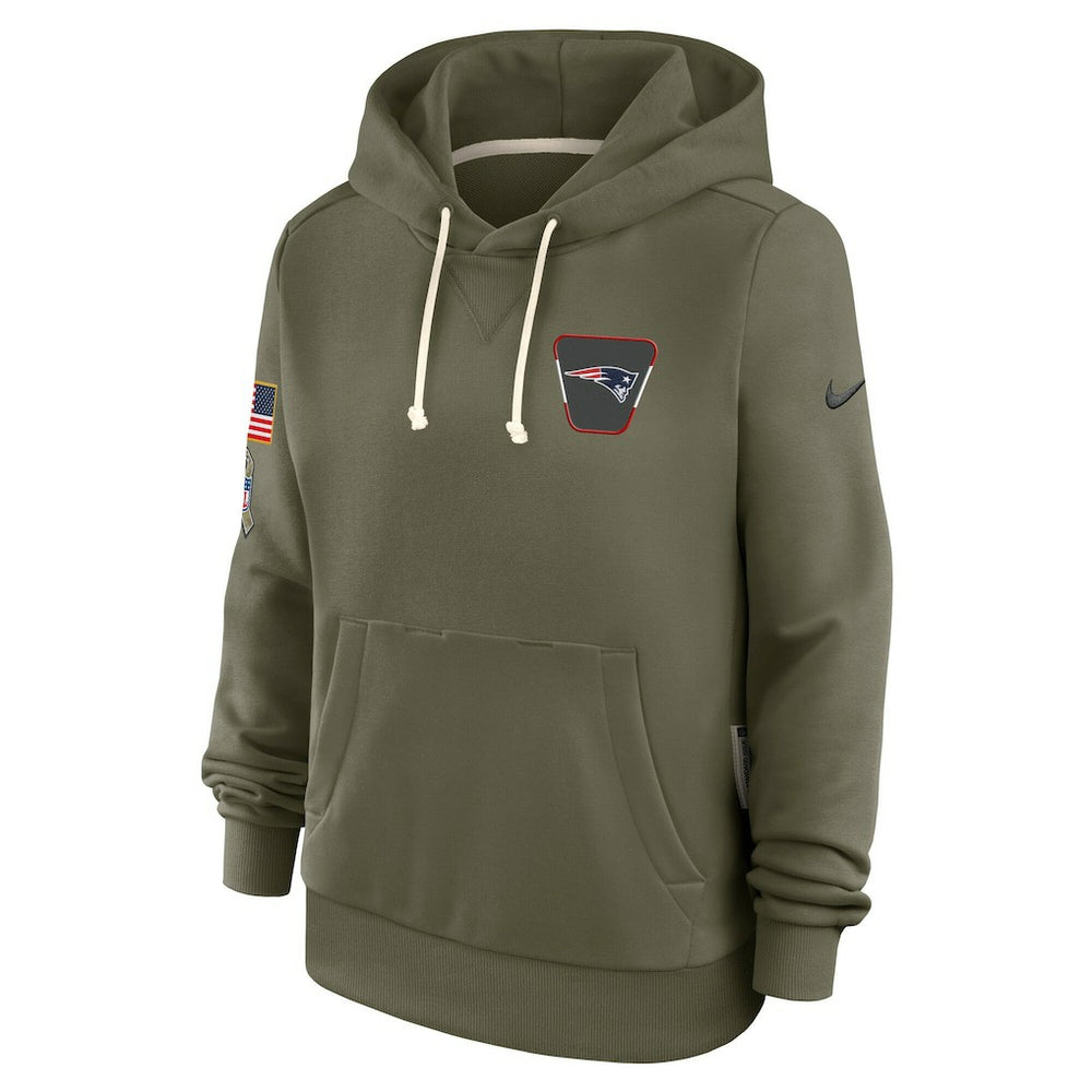 New England Patriots Women's 2025 Salute to Service Sideline Standard Issue Dri-FIT Hoodie Olive | Nike for Sale
