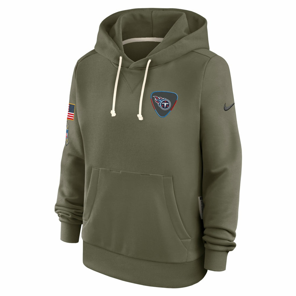 Tennessee Titans Women's 2025 Salute to Service Sideline Standard Issue Dri-FIT Hoodie Olive | Nike for Sale