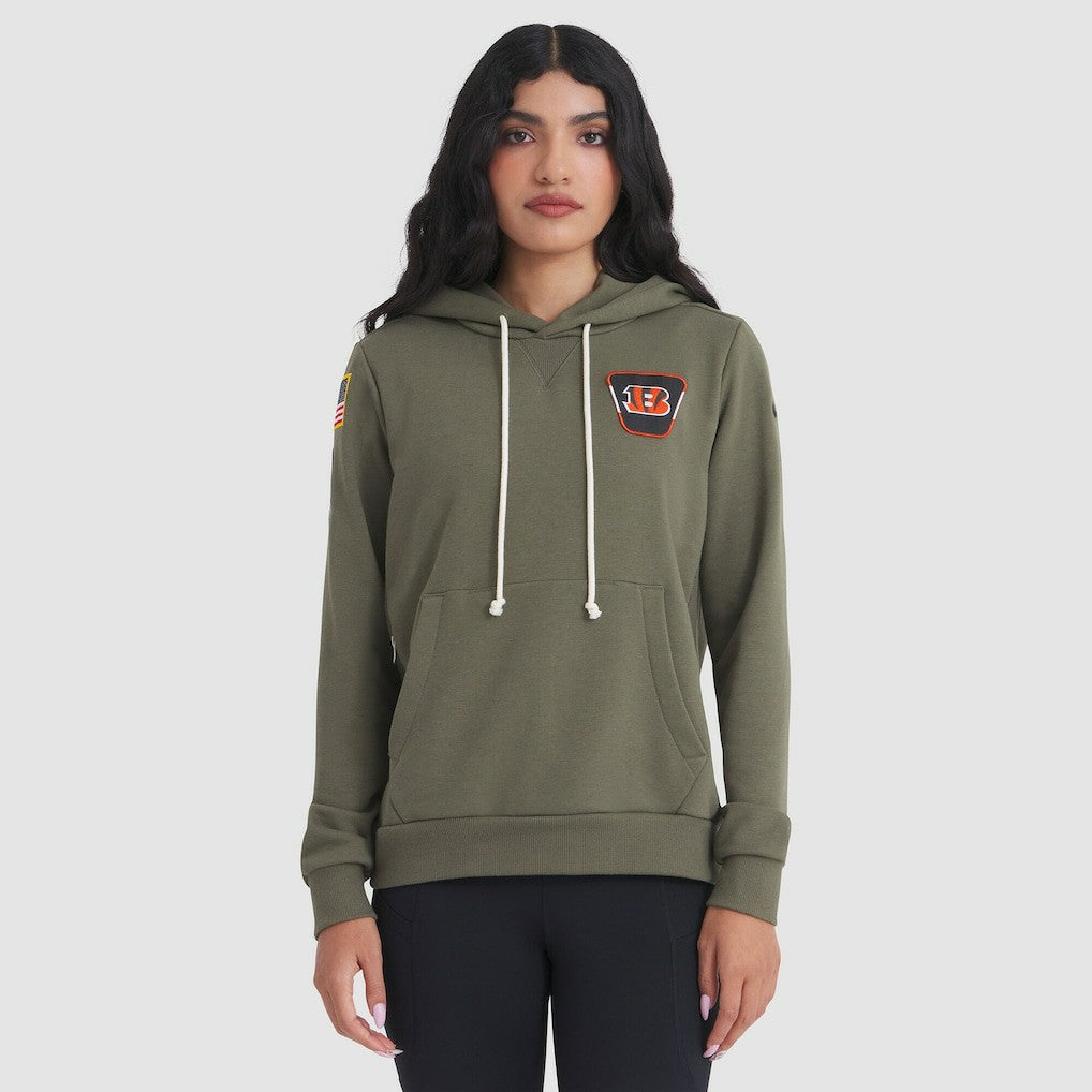 Cincinnati Bengals Women's 2025 Salute to Service Sideline Standard Issue Dri-FIT Hoodie Olive | Nike for Sale