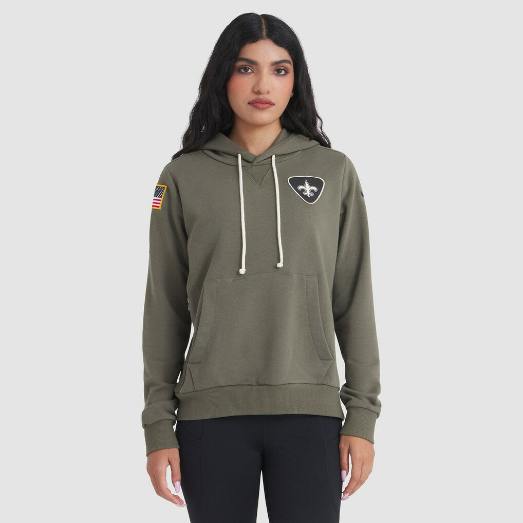 New Orleans Saints Women's 2025 Salute to Service Sideline Standard Issue Dri-FIT Hoodie Olive | Nike for Sale
