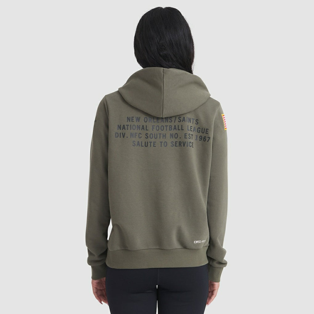 New Orleans Saints Women's 2025 Salute to Service Sideline Standard Issue Dri-FIT Hoodie Olive | Nike for Sale