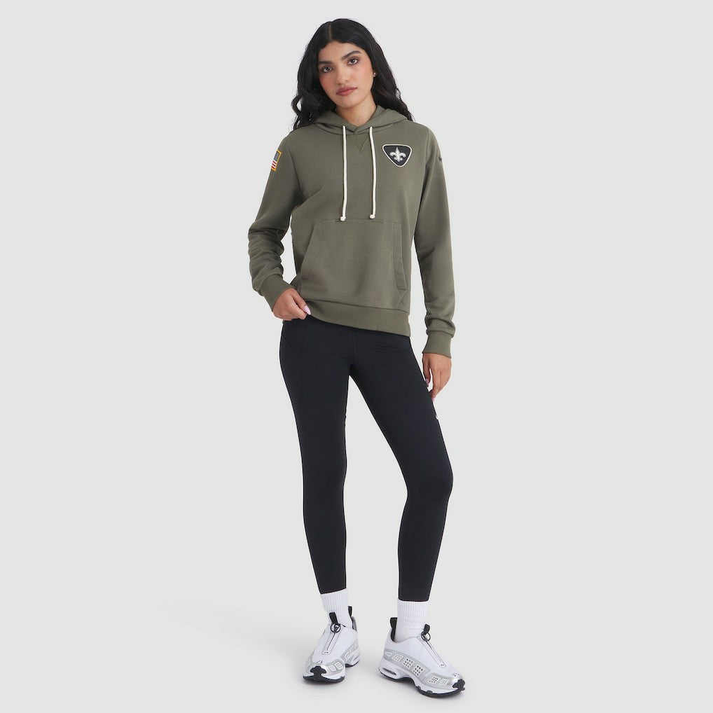New Orleans Saints Women's 2025 Salute to Service Sideline Standard Issue Dri-FIT Hoodie Olive | Nike for Sale