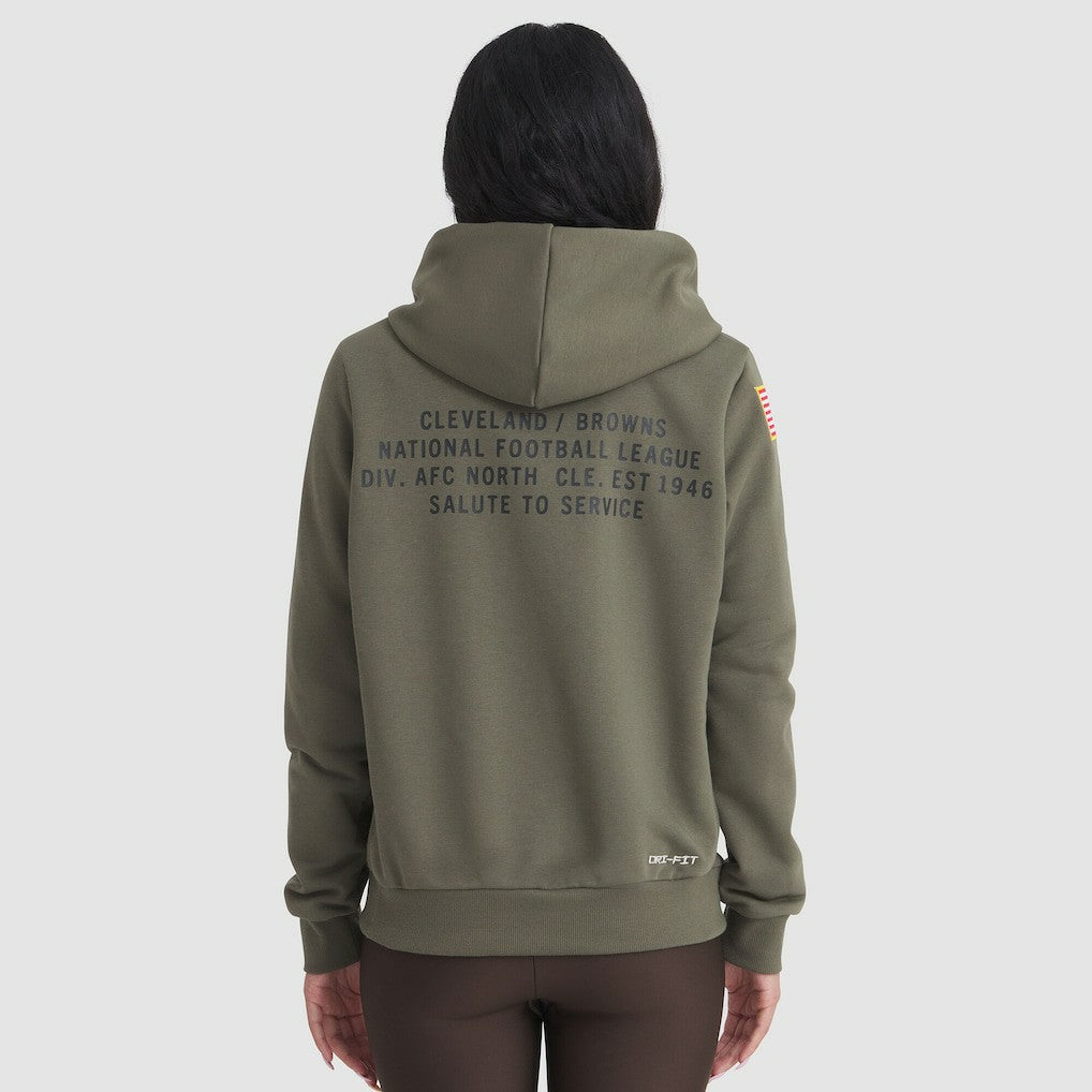 Cleveland Browns Women's 2025 Salute to Service Sideline Standard Issue Dri-FIT Hoodie Olive | Nike for Sale