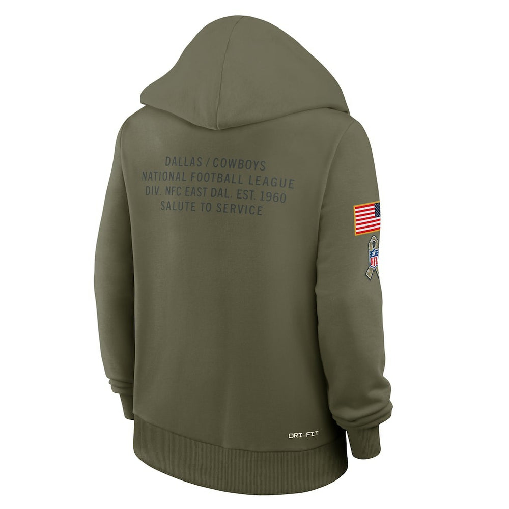 Dallas Cowboys Women's 2025 Salute to Service Sideline Standard Issue Dri-FIT Hoodie Olive | Nike for Sale