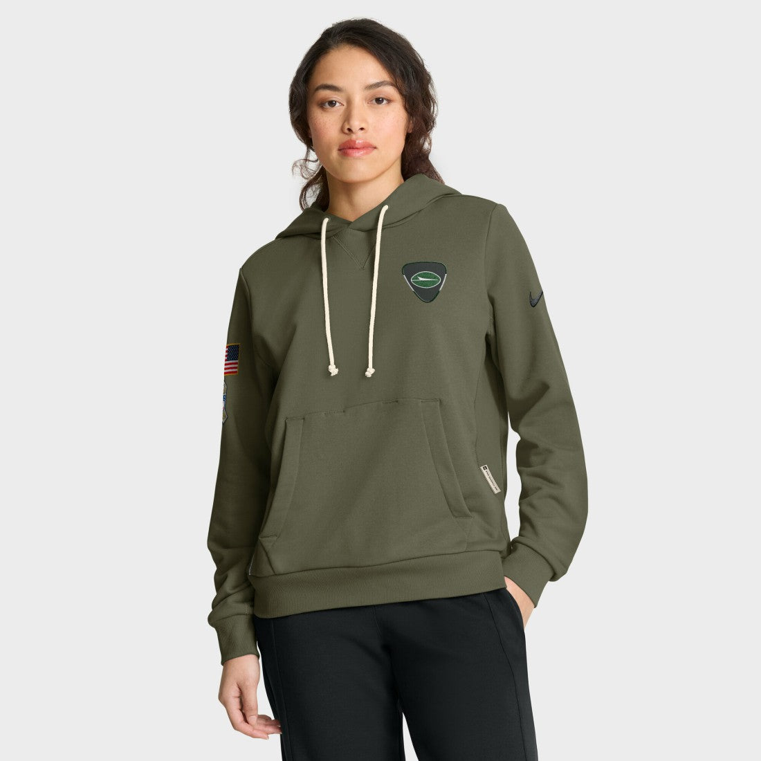 New York Jets Women's 2025 Salute to Service Sideline Standard Issue Dri-FIT Hoodie Olive | Nike for Sale