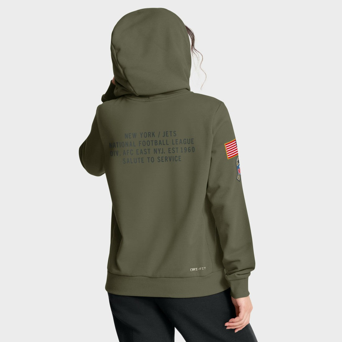 New York Jets Women's 2025 Salute to Service Sideline Standard Issue Dri-FIT Hoodie Olive | Nike for Sale