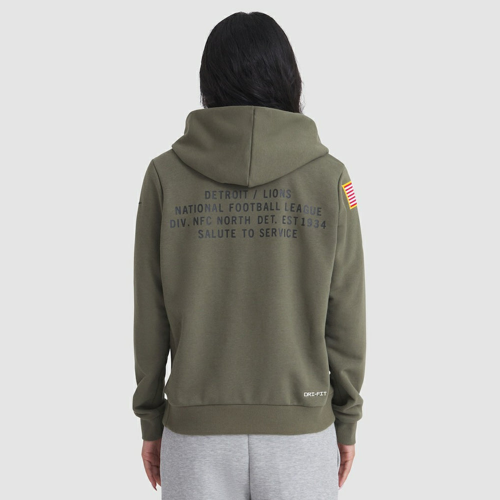 Detroit Lions Women's 2025 Salute to Service Sideline Standard Issue Dri-FIT Hoodie Olive | Nike for Sale