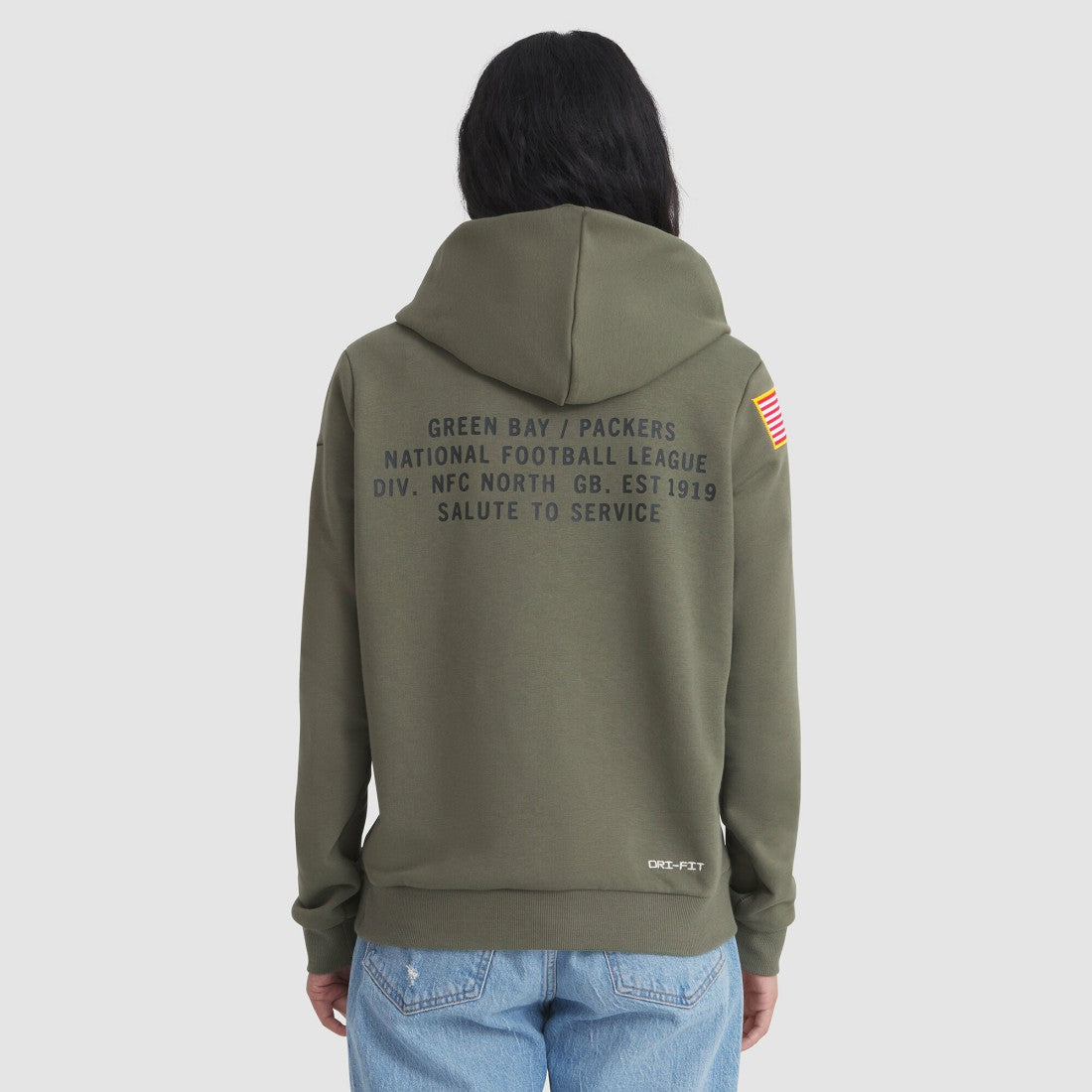 Green Bay Packers Women's 2025 Salute to Service Sideline Standard Issue Dri-FIT Hoodie Olive | Nike for Sale