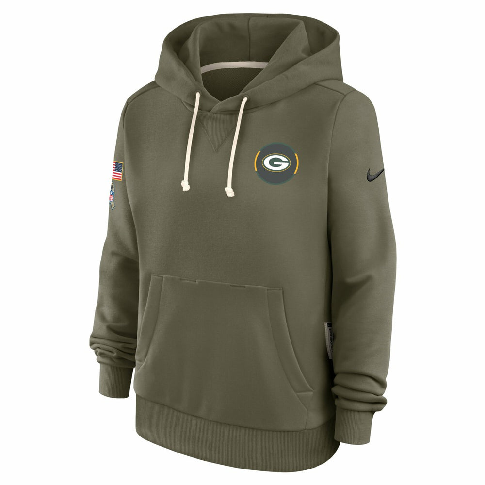 Green Bay Packers Women's 2025 Salute to Service Sideline Standard Issue Dri-FIT Hoodie Olive | Nike for Sale