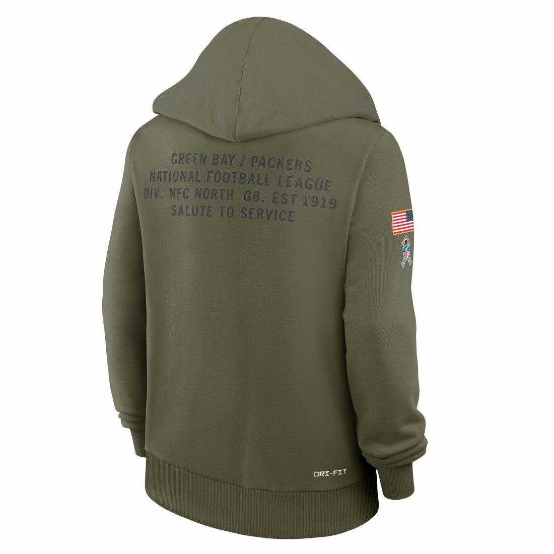 Green Bay Packers Women's 2025 Salute to Service Sideline Standard Issue Dri-FIT Hoodie Olive | Nike for Sale
