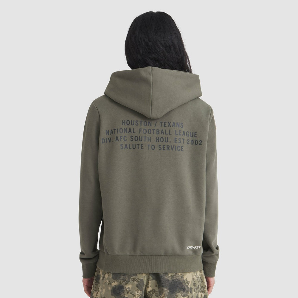 Houston Texans Women's 2025 Salute to Service Sideline Standard Issue Dri-FIT Hoodie Olive | Nike for Sale