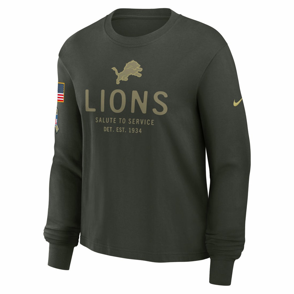 Detroit Lions Women's 2025 Salute to Service Sideline Dri-FIT Long Sleeve T-Shirt Dark Green | Nike for Sale