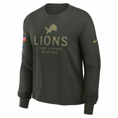 Detroit Lions Women's 2025 Salute to Service Sideline Dri-FIT Long Sleeve T-Shirt Dark Green | Nike for Sale