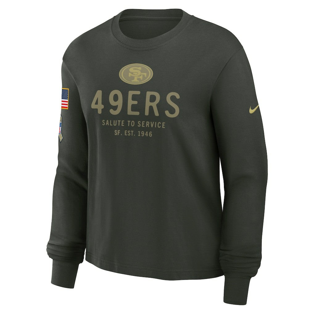 San Francisco 49ers Women's 2025 Salute to Service Sideline Dri-FIT Long Sleeve T-Shirt Dark Green | Nike for Sale