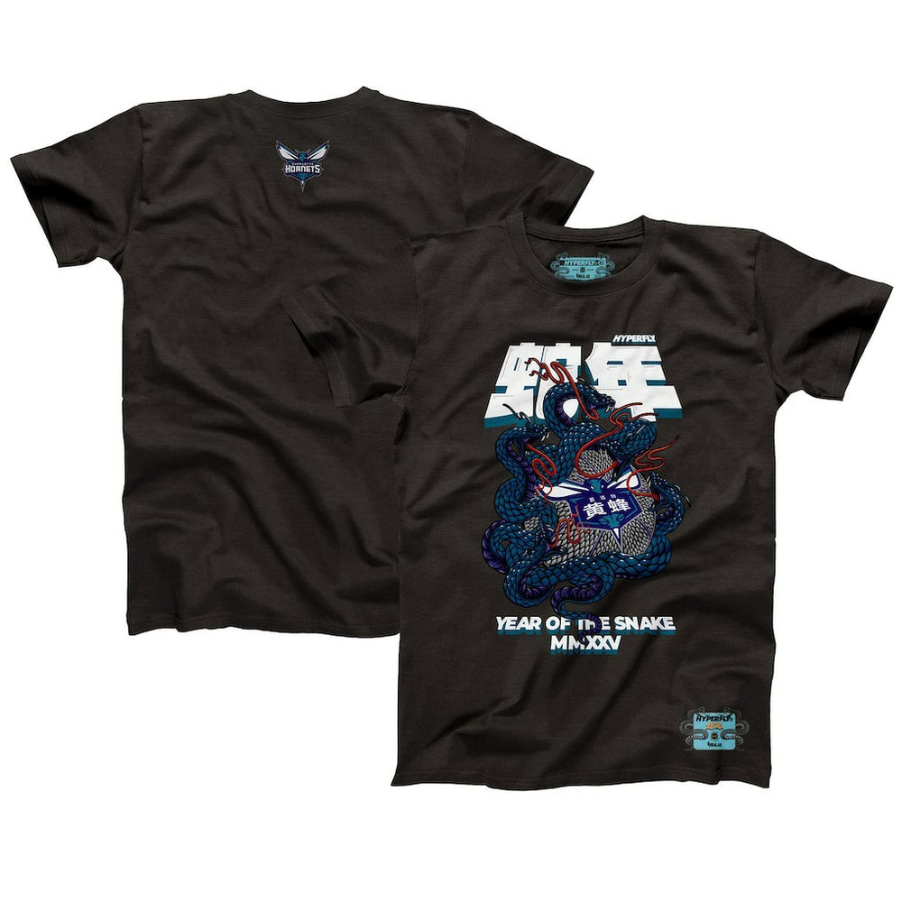 Charlotte Hornets NBALab x Hyperfly Unisex Year of the Snake Lunar New Year Collection T-Shirt Heather Black - NBA