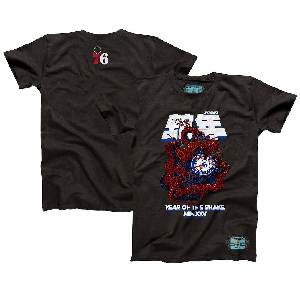 Philadelphia 76ers NBALab x Hyperfly Unisex Year of the Snake Lunar New Year Collection T-Shirt Heather Black - NBA