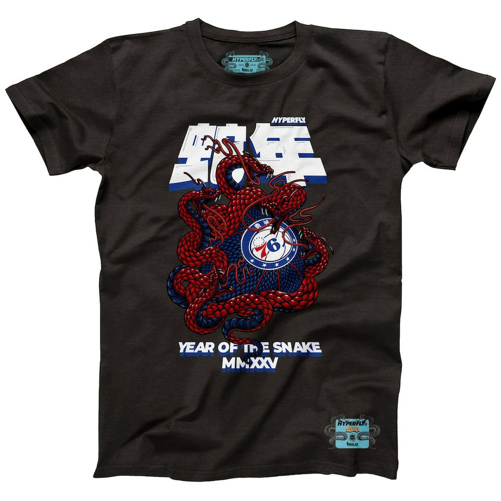Philadelphia 76ers NBALab x Hyperfly Unisex Year of the Snake Lunar New Year Collection T-Shirt Heather Black - NBA