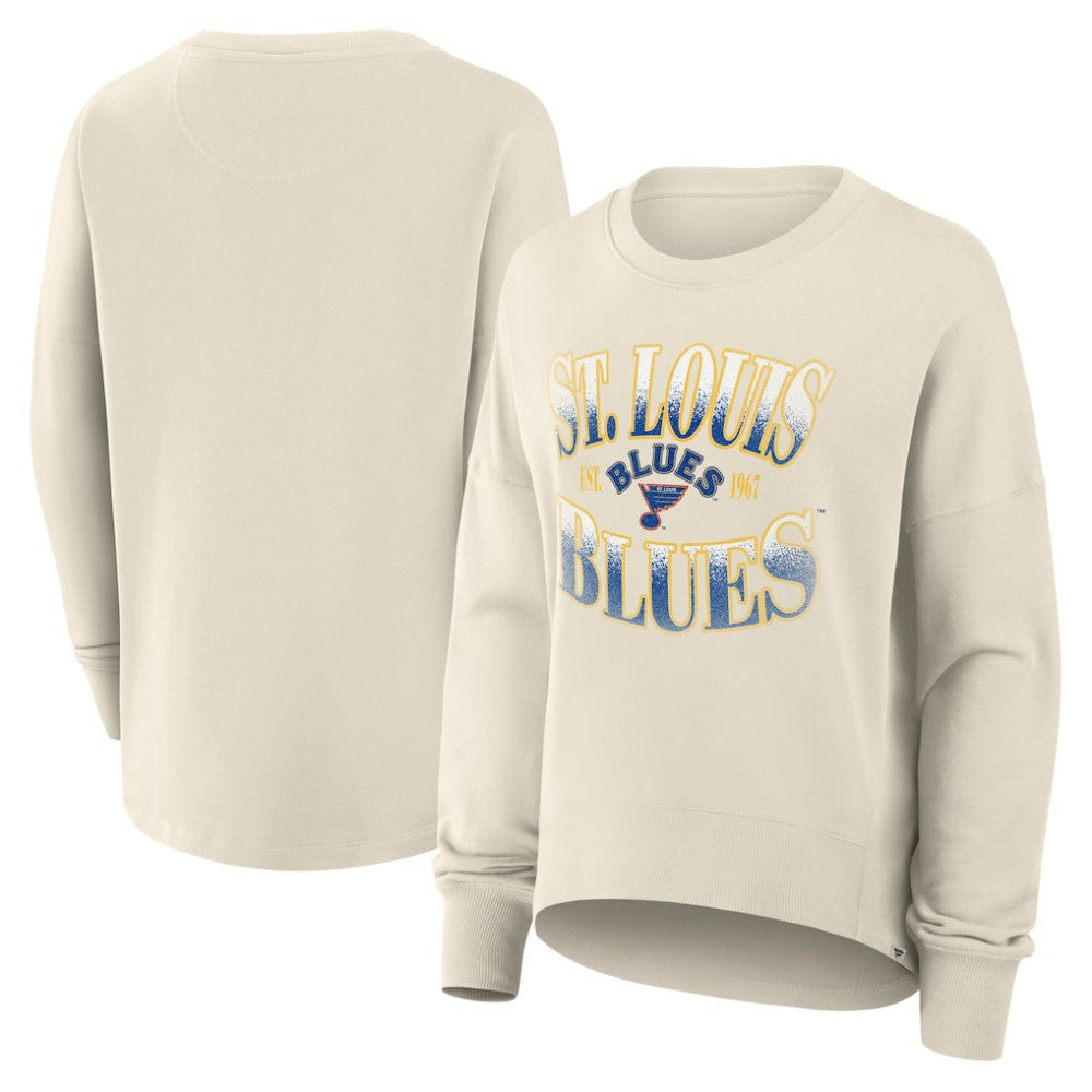 St. Louis Blues Fanatics Women's Oversized Vintage Slice Pullover Sweatshirt - Cream - NHL